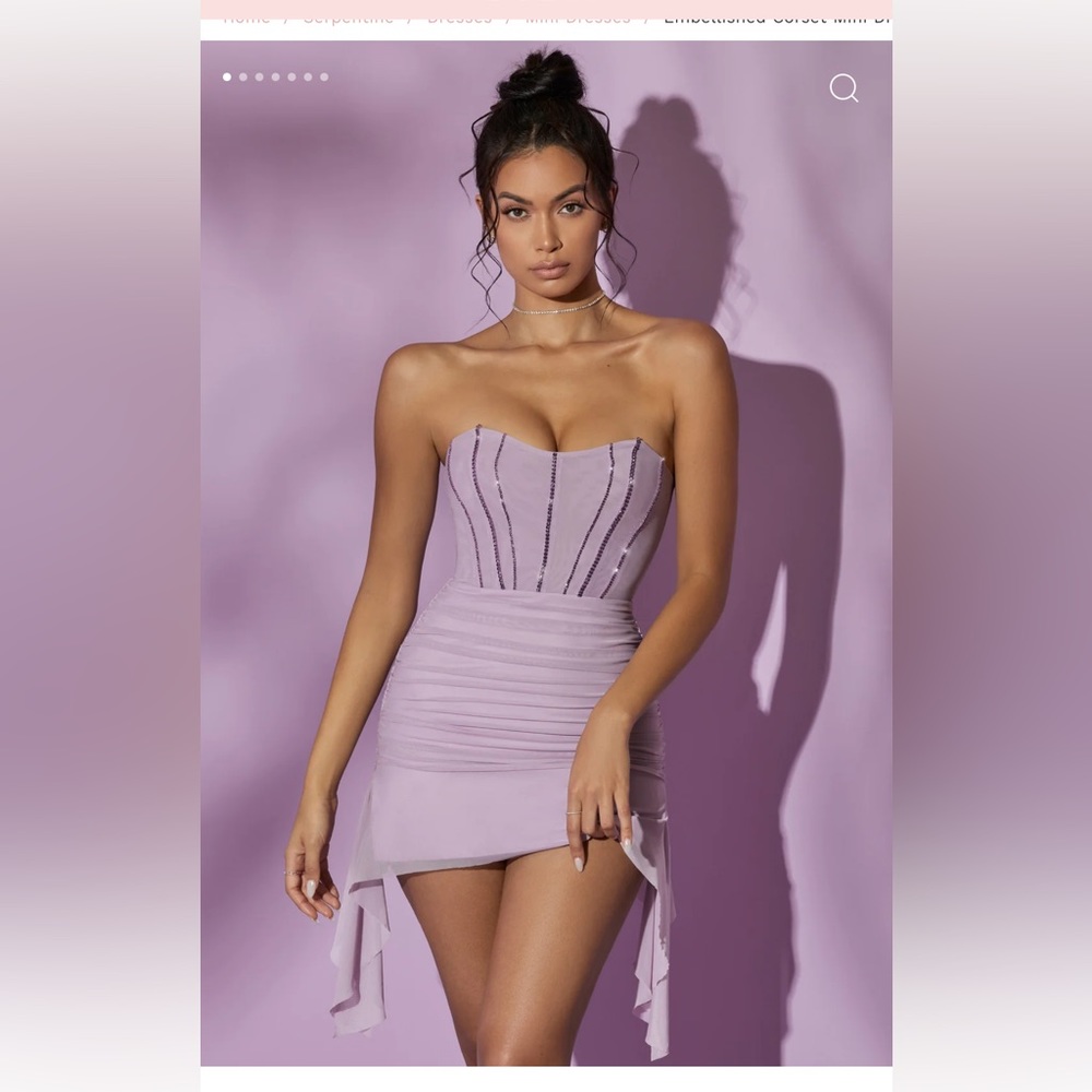 Oh Polly EMBELLISHED CORSET MINI DRESS IN LILAC size 2